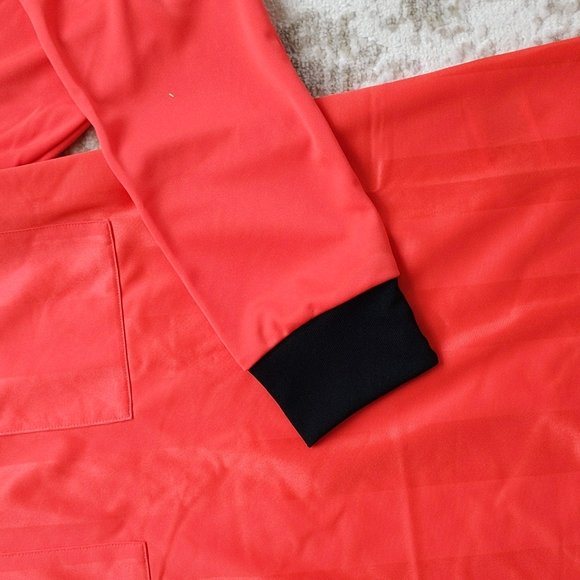 New Adidas Climalite Striped LS Jersey Small Red Orange Black - Picture 5 of 16